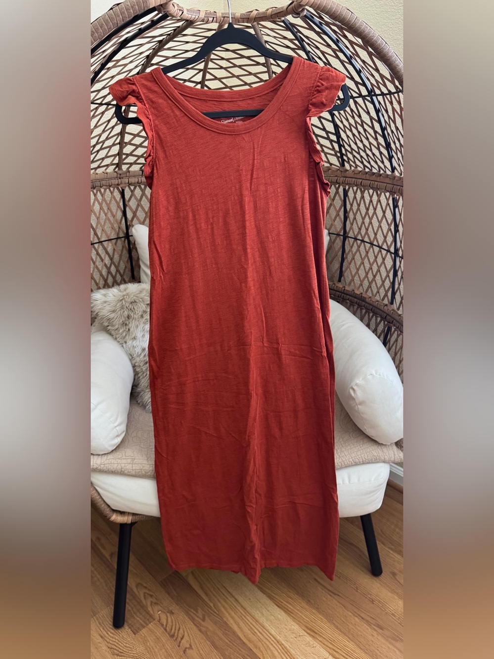Universal Thread Rust Orange Ruffle Sleeveless Maxi Dress Small